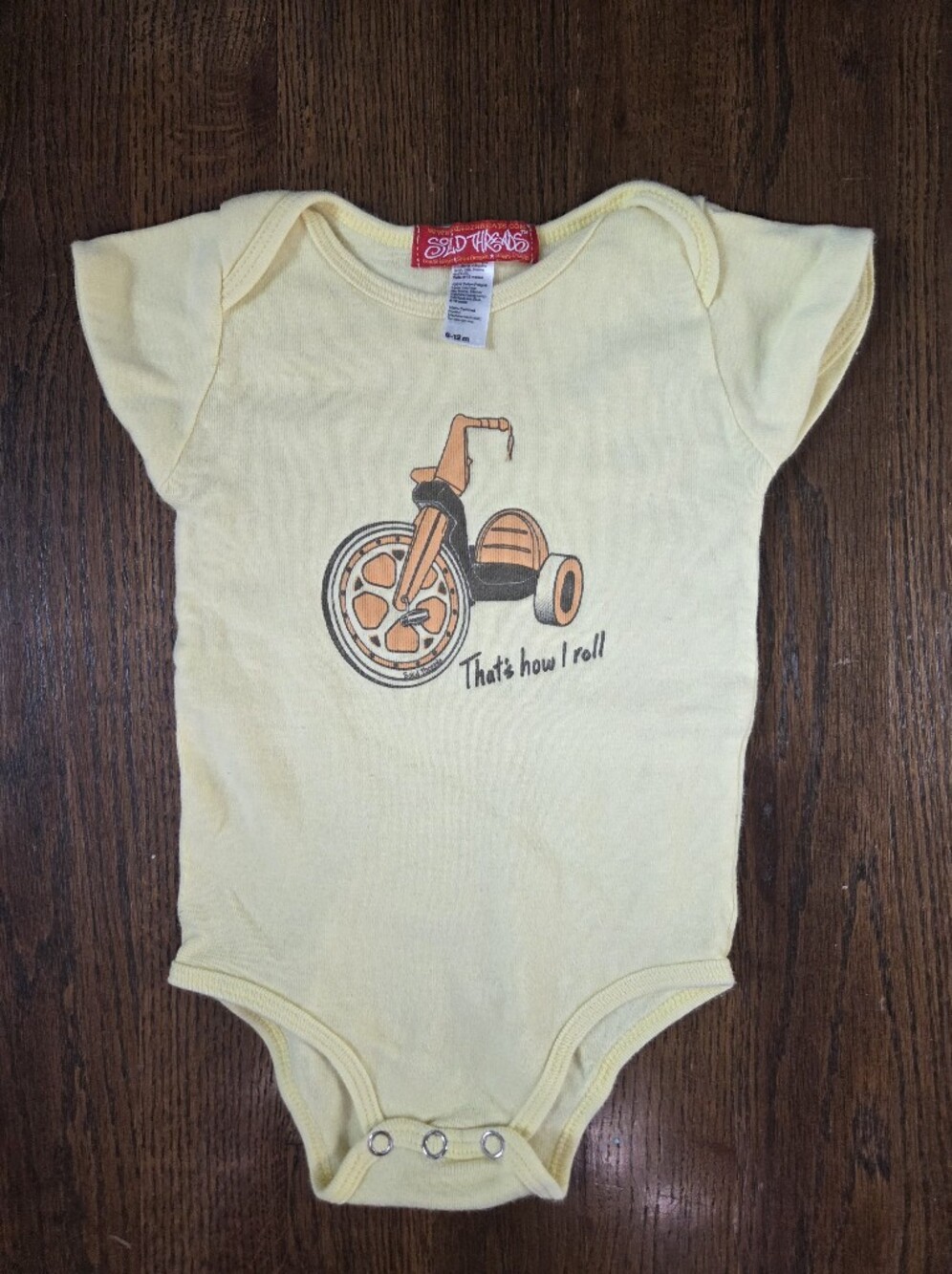 Solid Threads 6/12M "That's How I Roll" Yellow Bodysuit